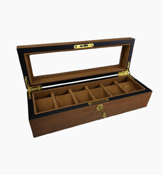 N/A 6 Slot Wooden Watch Display Box Box